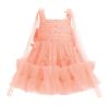 IDOPIP Toddler Pageant Princess Dress Birthday 3D Butterfly Galaxy Sequins Tulle Tutu Dress Wedding Flower Girl Dress First Communion Christening Baptism Photoshoot Outfit Peach Pink 3-4 Years view 1