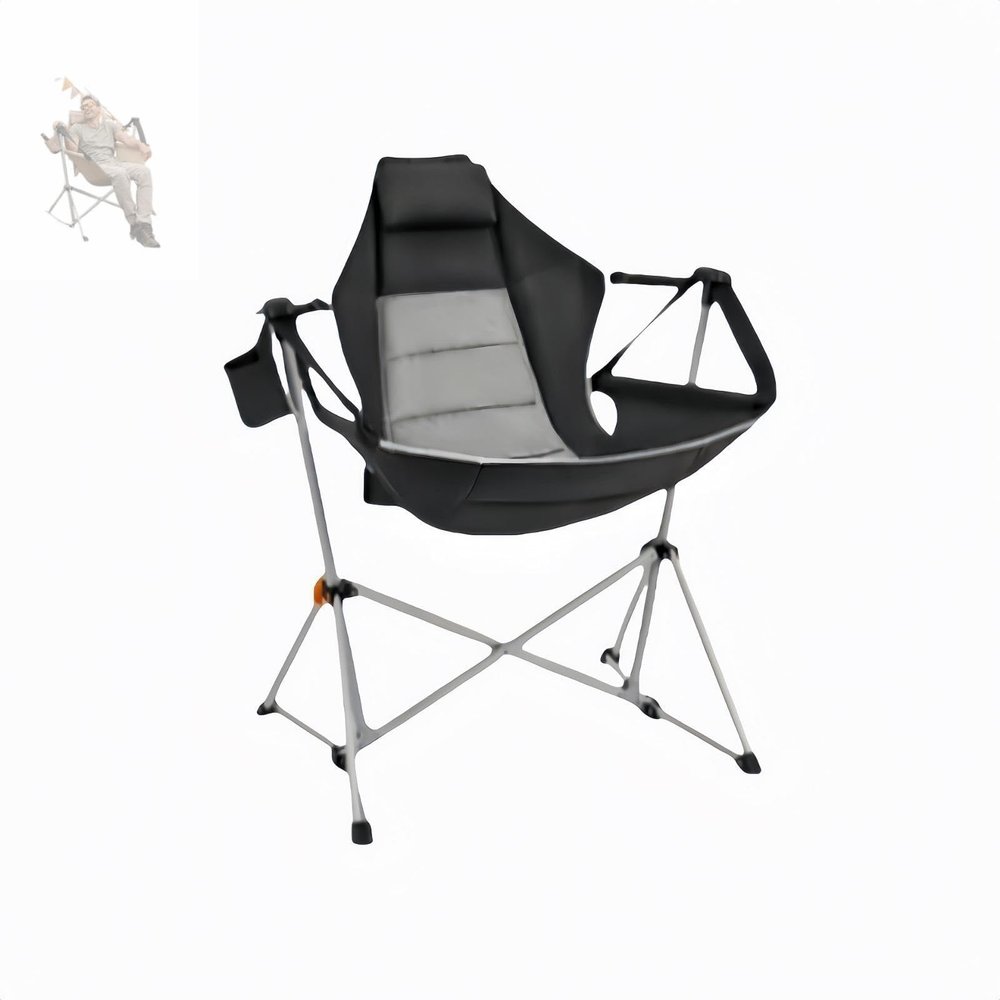 Camping Chair, Camping Rocking Chair, Outdoor RockingChair,Portable Camping Chair, Camping Tailgate, Beach, Sports Folding Chair(Black)