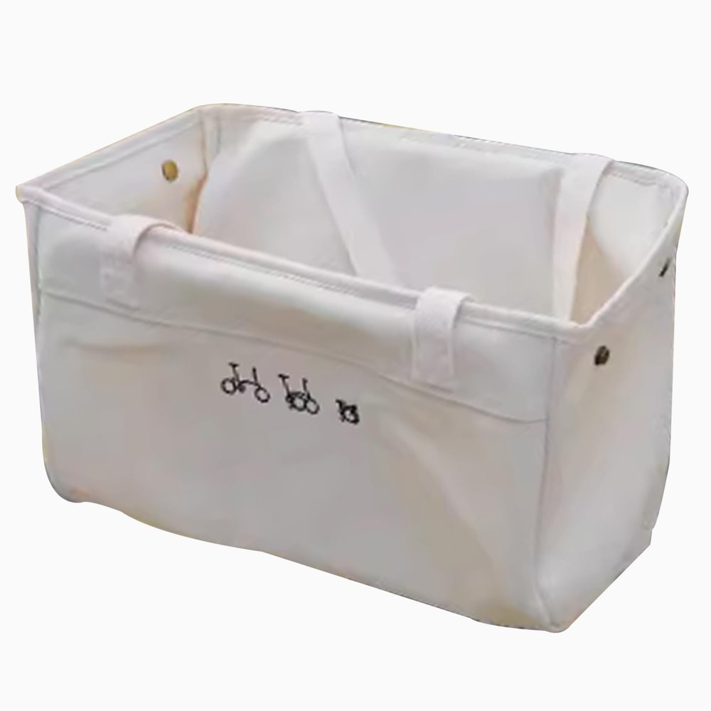Bicycle Dog Bag, Universal For Dogs And Cats, Foldable Bicycle Front Basket, Aluminum Alloy Bracket, Vegetable Basket Storage Bag, Head Bag, Suitable For Bicycles With Pig Nose Accessories(White Canva