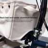 Bicycle Dog Bag, Universal For Dogs And Cats, Foldable Bicycle Front Basket, Aluminum Alloy Bracket, Vegetable Basket Storage Bag, Head Bag, Suitable For Bicycles With Pig Nose Accessories(White Canva view 3