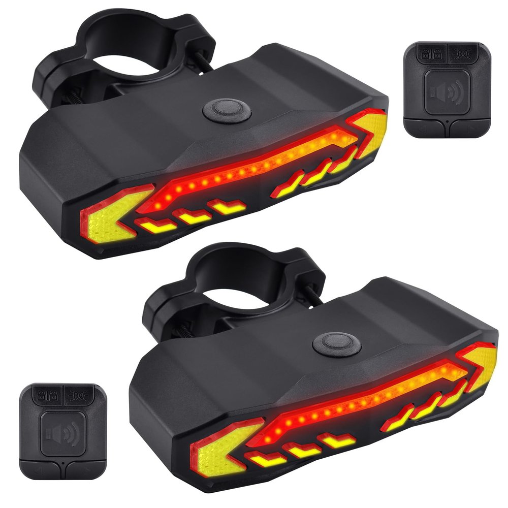 Greencycle Smart Bike Tail Light,2PK Anti-Theft Bike Taillight with Turn Signals and Automatic Brake Light, Bike Rear Light with Remote Control, Safety Warning Light,USB Rechargeable,IP65 Waterproof