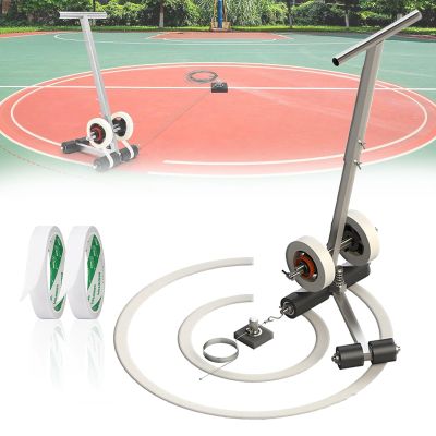 PPOIUYK Playing Field Line Striping Machines, Hand-Push Tape Sticking Machine with Circle Kit, Court Line Tape Machine for Basketball Courts, Road Warning and Parking Space