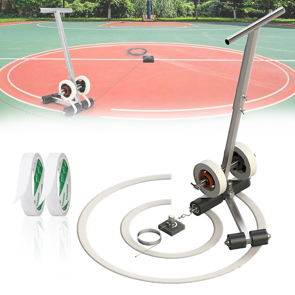 PPOIUYK Playing Field Line Striping Machines, Hand-Push Tape Sticking Machine with Circle Kit, Court Line Tape Machine for Basketball Courts, Road Warning and Parking Space