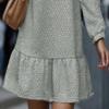 TIAFORD Womens Casual Crewneck Waffle Sweatshirt Dress Puff Long Sleeve Ruffle Hem Pullover Loose Fall Fashion Mini Dress Grey view 4