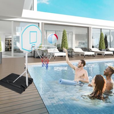 Portable Poolside Basketball Hoop System Basketball Hoop for Pool Height Adjustable 3.1ft-4.7ft with 36" Backboard for Indoor Outdoor Use (Blue)