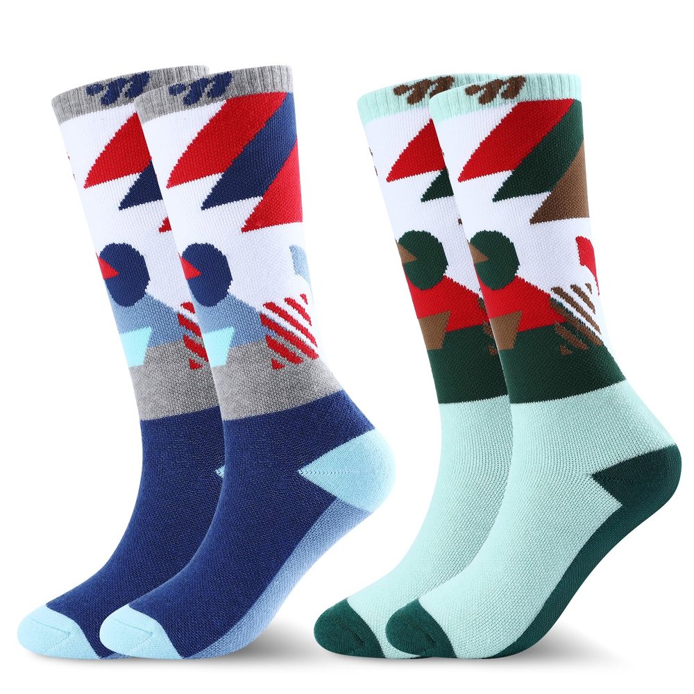 West Biking Kids Merino Wool Ski Socks for Boys Girls Kids Knee High Socks Thermal Winter Warm Snowboard Sock 2 Pairs 4-15years