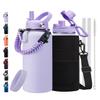 40 oz Insulated Water Bottles with Straw - Paracord Handle & Strap Carrier, 40 oz Metal Flask Keep Cold 48Hrs, Vacuum Thermal Jug with Sling Bag for Sports Hiking Cycling Running view 1