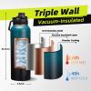 40 oz Insulated Water Bottles with Straw - Paracord Handle & Strap Carrier, 40 oz Metal Flask Keep Cold 48Hrs, Vacuum Thermal Jug with Sling Bag for Sports Hiking Cycling Running view 2