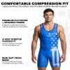 Exxact Sports Patriot Men's Wrestling Singlet, High-Performance Powerlifting Singlet, Wrestling Singlets for Men (A3XL, Royal) view 2