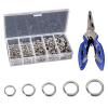 SagaSave 200PCS High Strength Heavy Stainless Steel Fishing Split Ring, 5 Sizes Double Snap Lure Tackle Connector Kit, Fishing Tackle for Freshwater and Saltwater-with Lure Plier view 1