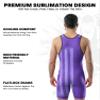 Exxact Sports Patriot Men's Wrestling Singlet, High-Performance Powerlifting Singlet, Wrestling Singlets for Men (AXL, Purple) view 3