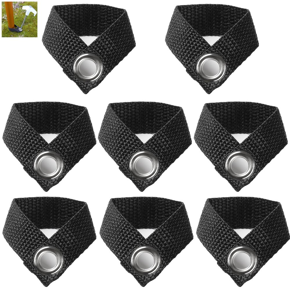 SquEqu 8 Pack Camping Tarp Poles Holder Fixing Anchor with Metal Hole Tent Poles Feet Clasp Fastener for Awning Canopy Rainfly Tarp Hammock Rain Fly Sun Shade Shelter Tent Stakes Ground Tent Pegs