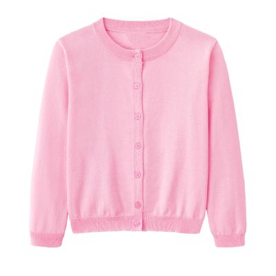 Girls Cardigan Sweater School Uniforms Toddler Long Sleeve Button Knit Solid Sweaters Tops Pink