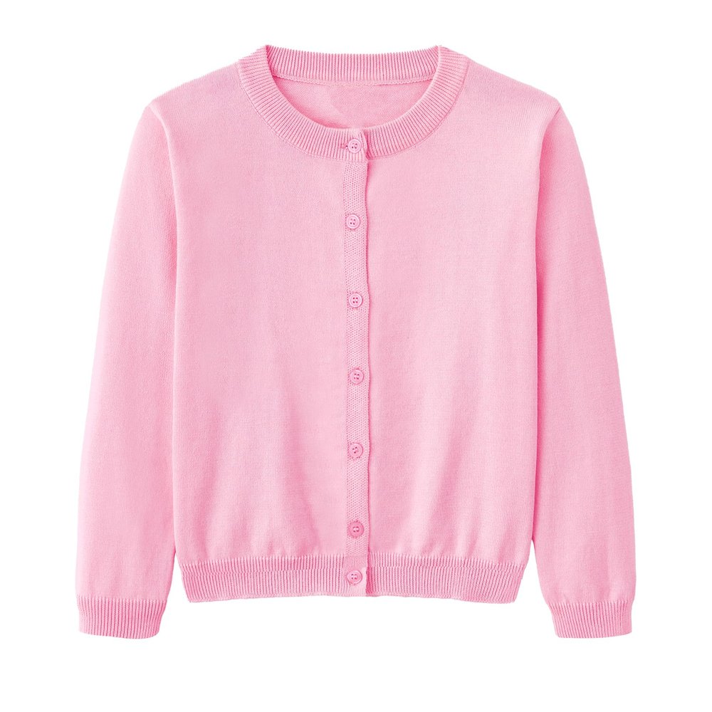 Girls Cardigan Sweater School Uniforms Toddler Long Sleeve Button Knit Solid Sweaters Tops Pink