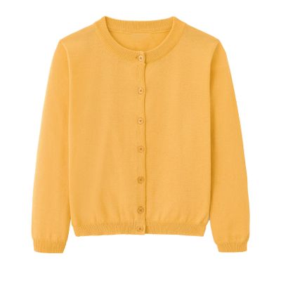 Girls Cardigan Sweater School Uniforms Toddler Long Sleeve Button Knit Solid Sweaters Tops Yellow