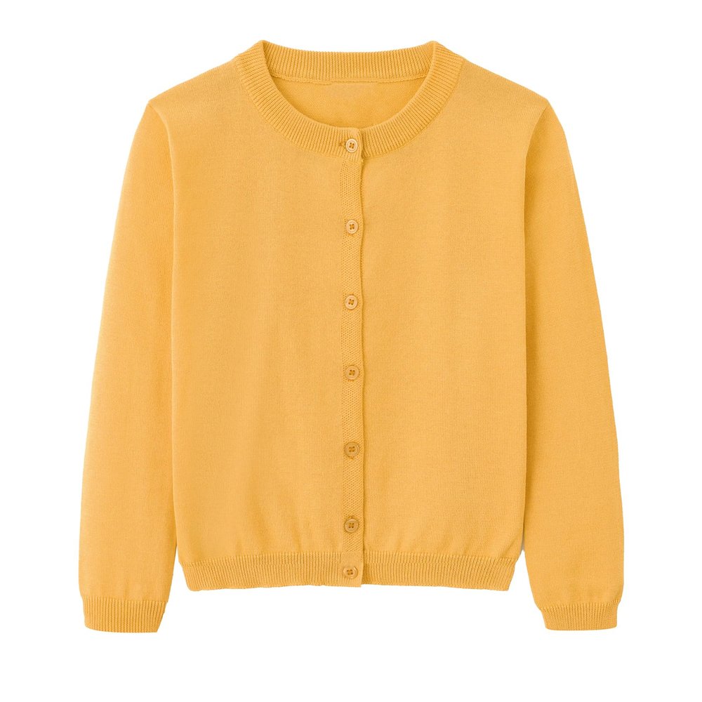Girls Cardigan Sweater School Uniforms Toddler Long Sleeve Button Knit Solid Sweaters Tops Yellow