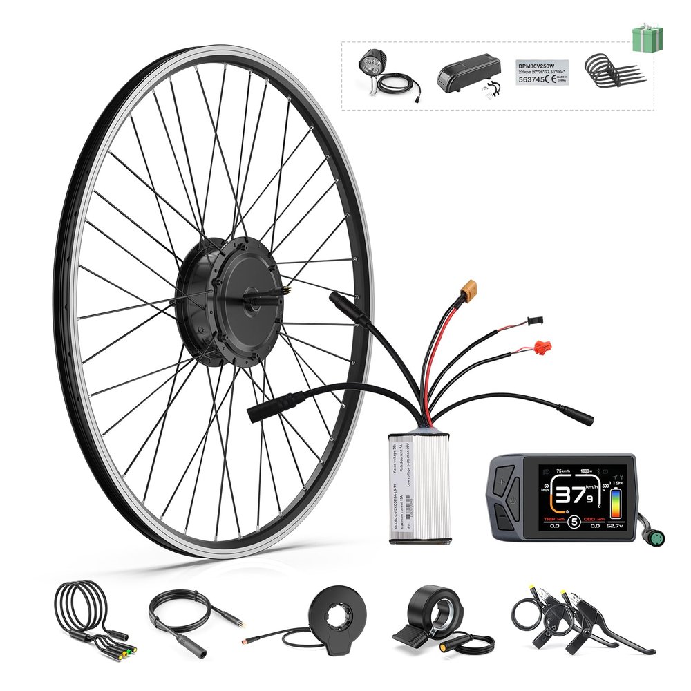BAFANG Ebike Conversion Kit,48V500W Front Hub Motor Kit with EKD01 Digital Display&Smart Controller PAS System,High Speed Brushless Geared Ebike Motor for 700C/28 Front Wheel Electric Bicycle Kit