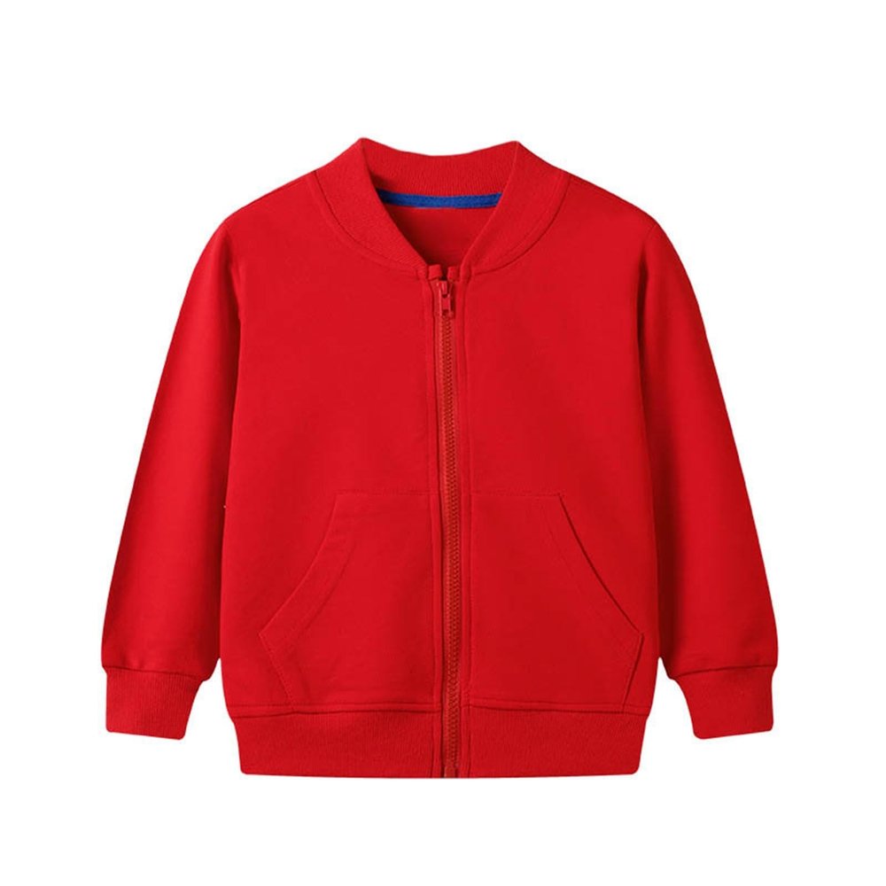 Toddler Baby Boy Girl Varsity Jacket Kids Solid Color Baseball Bomber Jacket Outwear Zip Up Fall (Red, 18-24 Months)