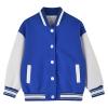 Boys Girls Varsity Jacket Kids Contrast Color Baseball Bomber Jacket Outwear Warm Fall Jacket Coat (Blue, 5-6 Years)