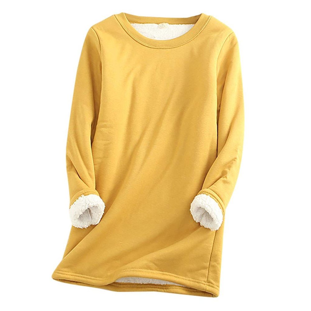 SEAOPEN Fleece Sweatshirts for Women Winter Warm Sherpa Lined Shirts Fuzzy Pullover Top Soft Crewneck Thermal Underwear