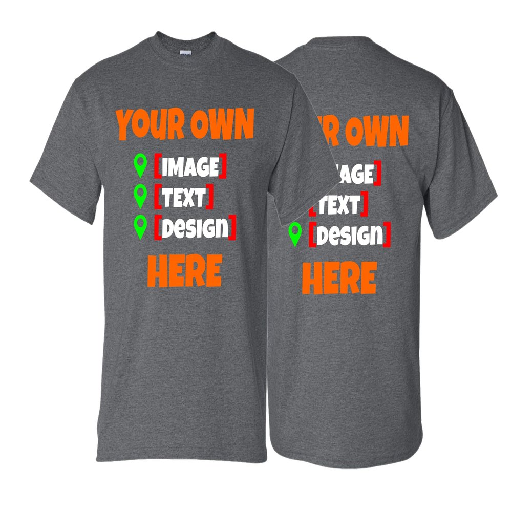 Lantliv Custom T Shirts for Men and Women, Add Your Own Text, Logo, Image T-Shirts for Birthday, Father's Day and Mother's Day, Toddler Heather Dark Gray XLarge
