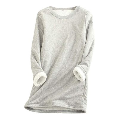 SEAOPEN Fleece Sweatshirts for Women Winter Warm Sherpa Lined Shirts Fuzzy Pullover Top Soft Crewneck Thermal Underwear