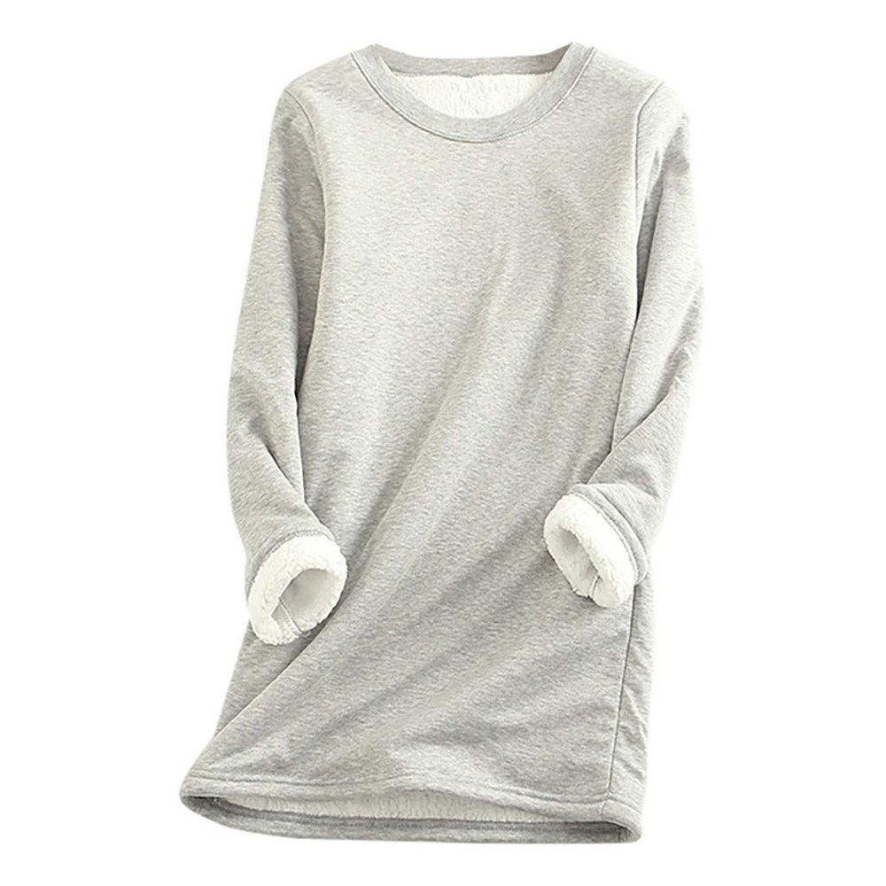 SEAOPEN Fleece Sweatshirts for Women Winter Warm Sherpa Lined Shirts Fuzzy Pullover Top Soft Crewneck Thermal Underwear