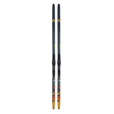 Fischer Aeroguide Skate 75 Cross Country Skate Skis, Grey-Blue/Orange, 175cm w/ Control Skate Step-in Binding