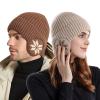 Winter Beanie Hat Women Faux Knit Warm Soft Ski Cap Ear Men Winter Beanie Hat Knitted Stocking Caps (Khaki, One Size) view 3
