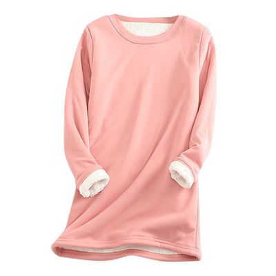 SEAOPEN Fleece Sweatshirts for Women Winter Warm Sherpa Lined Shirts Fuzzy Pullover Top Soft Crewneck Thermal Underwear