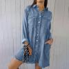 Womens Long Denim Jackets Plus Size Trench Coat Open Front Cardigan Button Down Long Sleeve Classic Jeans Jackets view 3