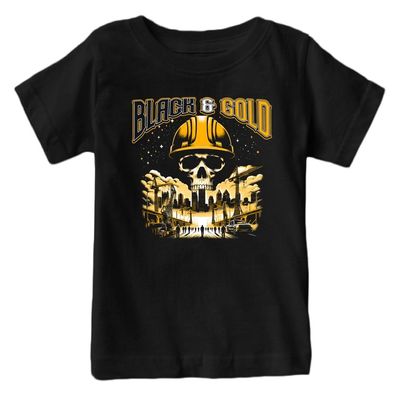 Black & Gold Through & Through Kid's T-Shirt for Pittsburgh Fans (Black Shirt, YL)