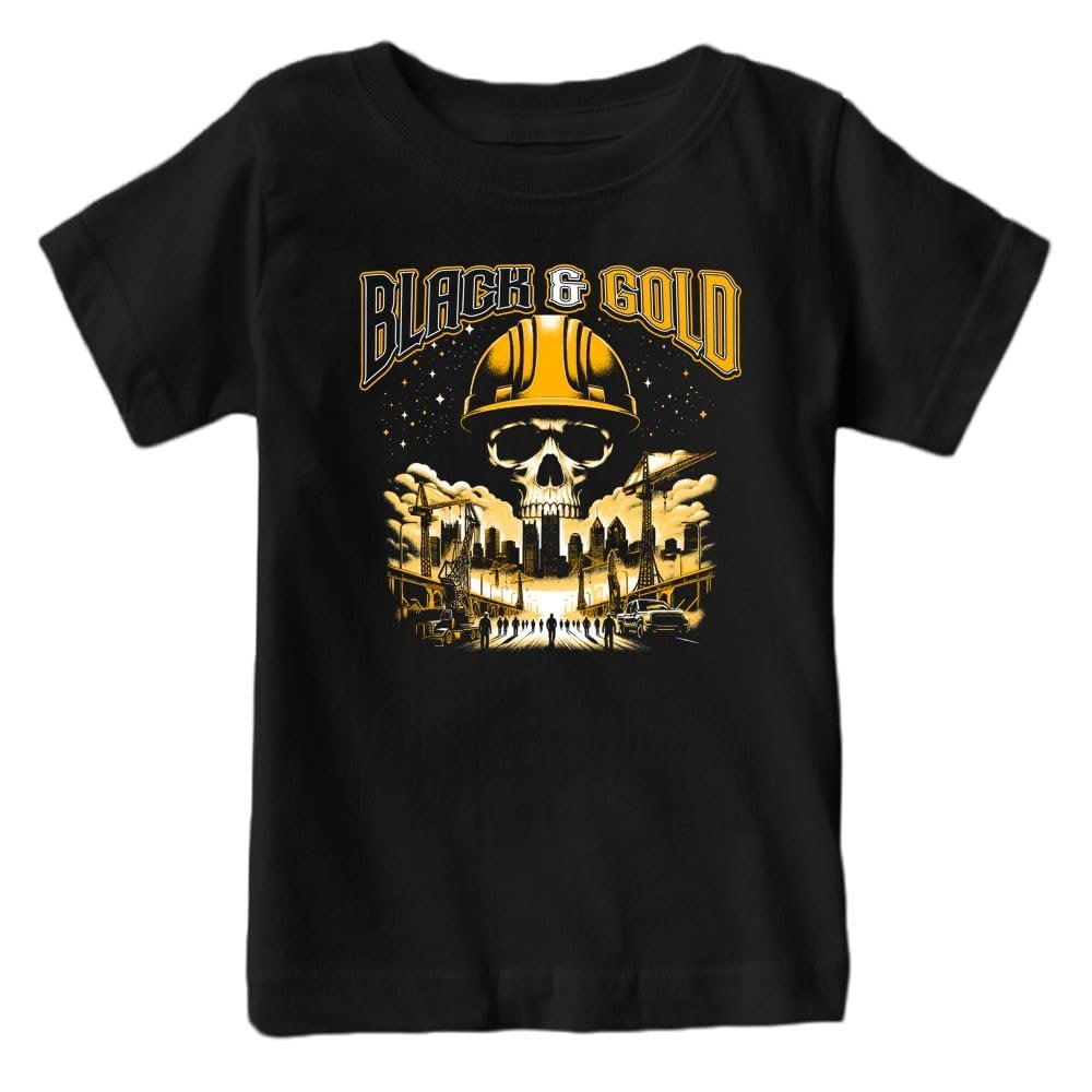 Black & Gold Through & Through Kid's T-Shirt for Pittsburgh Fans (Black Shirt, YL)