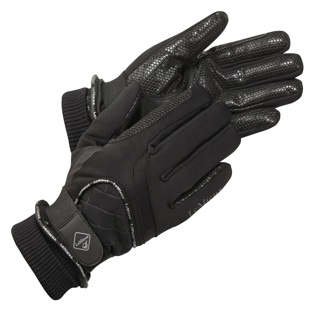 LeMieux Waterproof Lite Gloves - Flexible to Feel Reins - Silicone Grip - Black - XSmall