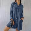 Womens Long Denim Jackets Plus Size Trench Coat Open Front Cardigan Button Down Long Sleeve Classic Jeans Jackets view 4