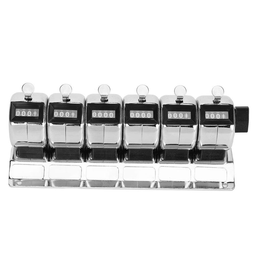 FAUOSWUK Desktop Tally Counter 4 Digit Number Count Clicker Counter, 6 Units Metal Hand Tally Counter Multiple Units Counter Clicker for Counting People Counting Factory Statistics