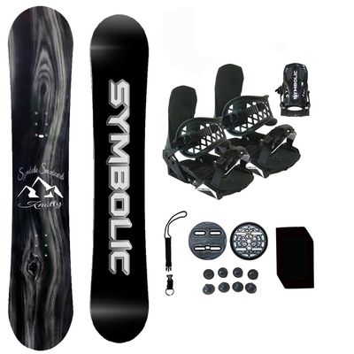 Symbolic Knotty 2025 Snowboard + Black Bindings, Leash, Stomp Pad Package 140 145 150 155 157 160 163 167 (Bindings Black L/XL Men(fit 9-15), 157cm Hybrid Rocker)