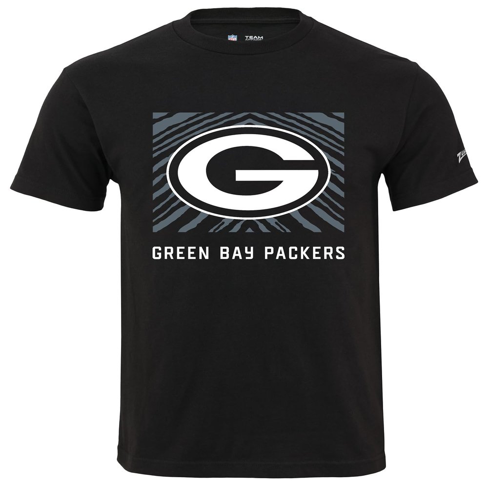 Zubaz NFL Adult Unisex Cotton Heavyweight Short Sleeve T-Shirt Black with Grey Tonal Tunnel Logo for Men and Women, Green Bay Packers, 3X-Large