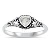 White Buffalo Simulated Turquoise Heart Ring New .925 Sterling Silver Band Size 8 view 1