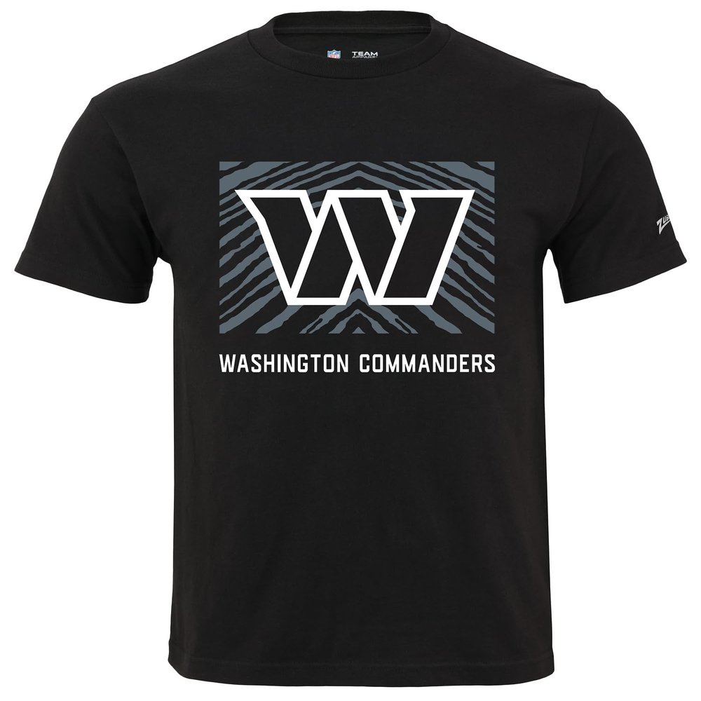 Zubaz NFL Adult Unisex Cotton Heavyweight Short Sleeve T-Shirt Black with Grey Tonal Tunnel Logo for Men and Women, Washington Commanders, XX-Large