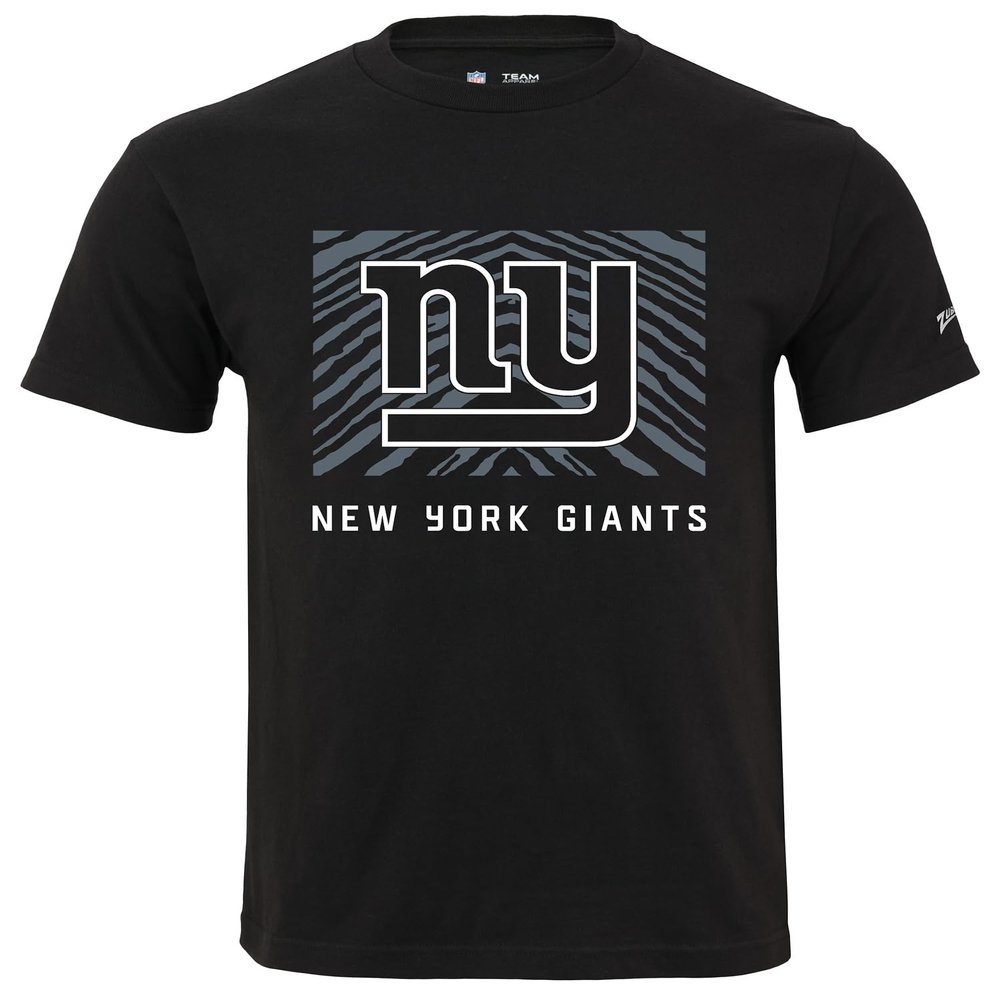 Zubaz NFL Adult Unisex Cotton Heavyweight Short Sleeve T-Shirt Black with Grey Tonal Tunnel Logo for Men and Women, New York Giants, 3X-Large