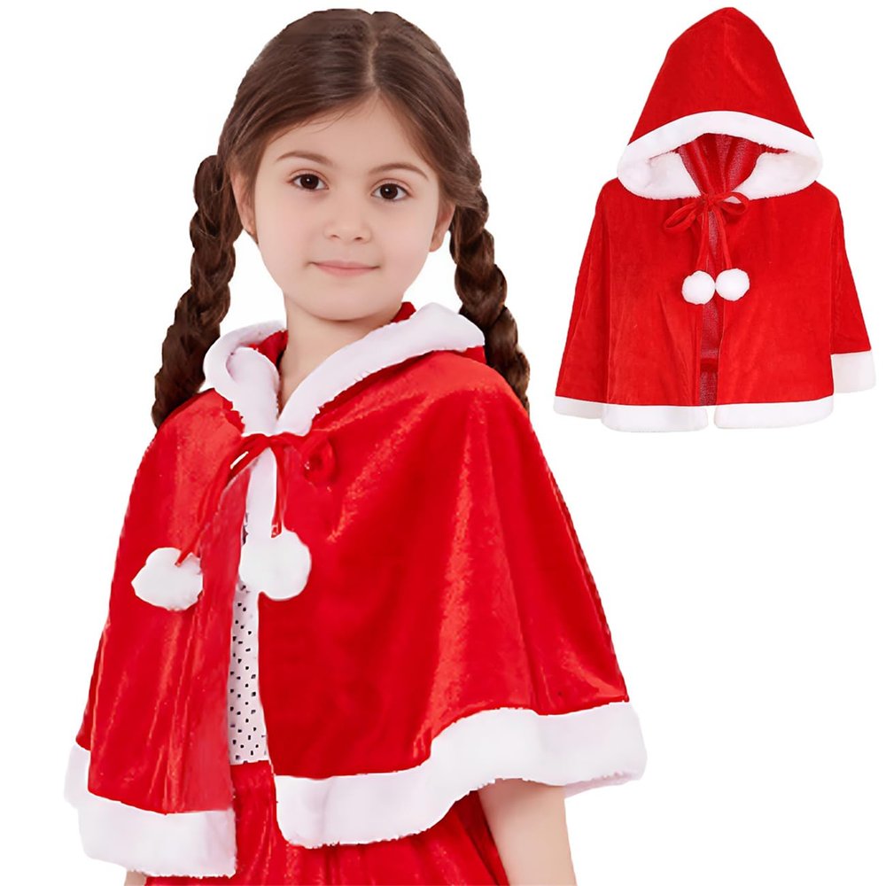 HPONEZJ Christmas Velvet Cloak Cape With Hood Christmas Red Cape Robe Mrs Santa Claus Hooded Cape Xmas Shawl Costume