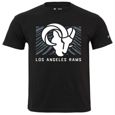 Zubaz NFL Adult Unisex Cotton Heavyweight Short Sleeve T-Shirt Black with Grey Tonal Tunnel Logo for Men and Women, Los Angeles Rams, 3X-Large