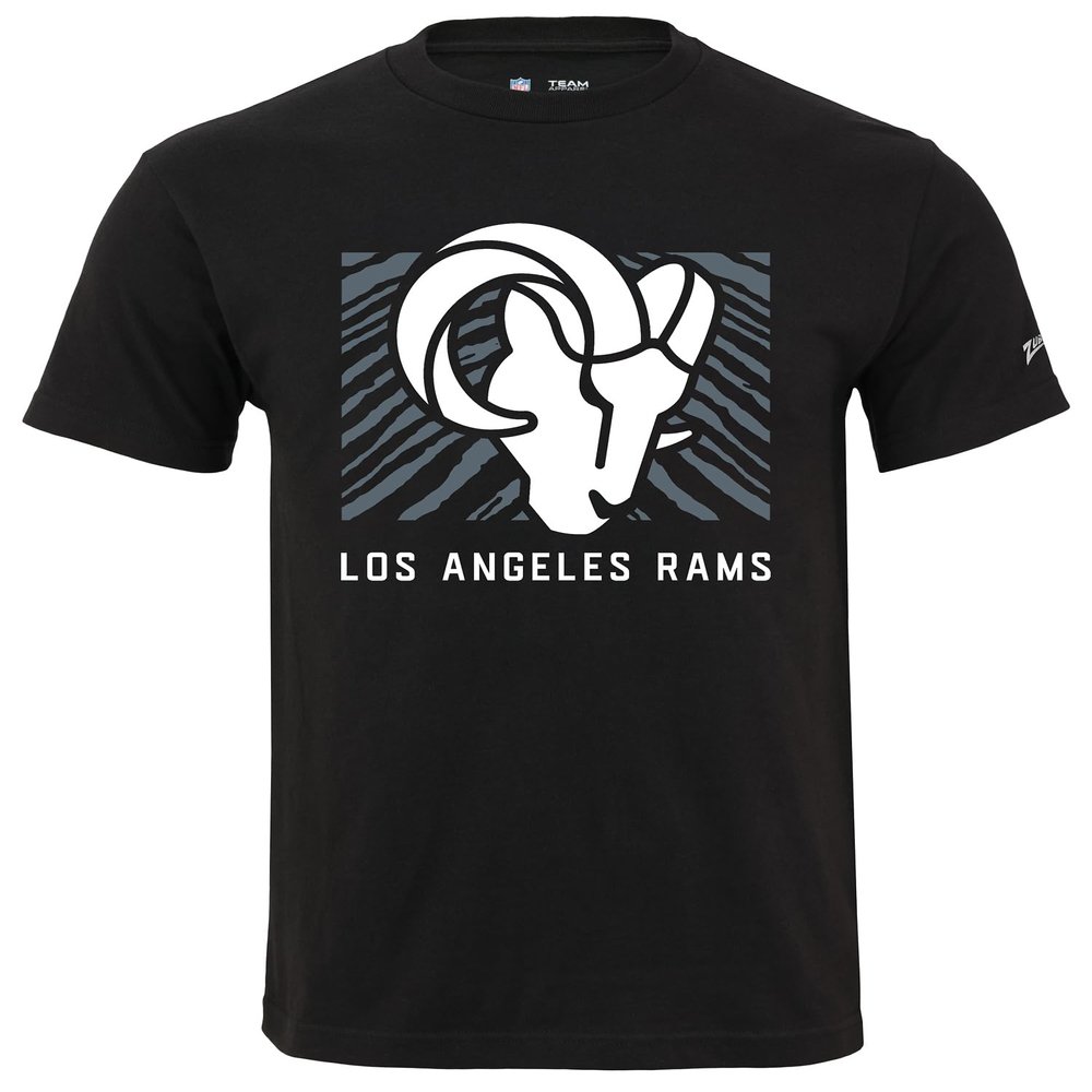 Zubaz NFL Adult Unisex Cotton Heavyweight Short Sleeve T-Shirt Black with Grey Tonal Tunnel Logo for Men and Women, Los Angeles Rams, 3X-Large