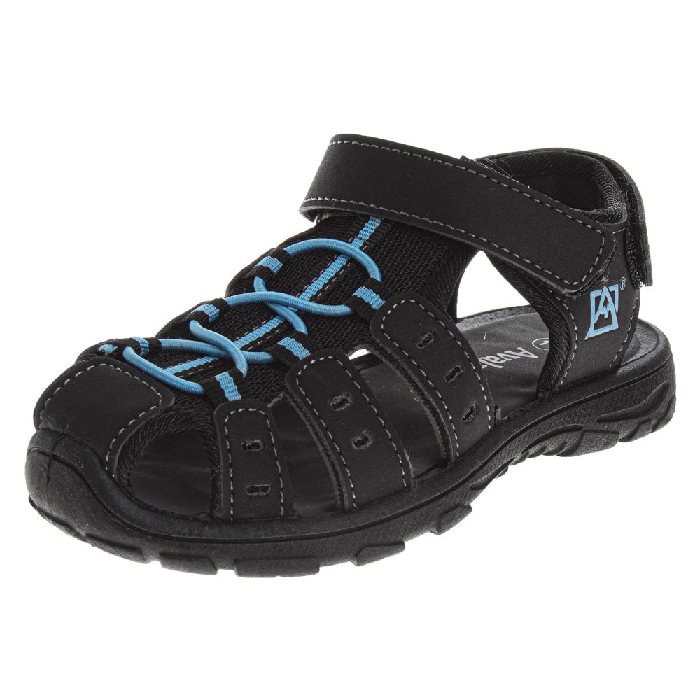Avalanche Kids Close Toe Sandal with Strap Closure - Durable Walking Sport Sandals for Boys - Black Blue (Size 13 Little Kid)