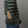 Hope & Henry Boys' Organic Long Sleeve Cable Henley Pullover Sweater with Elbow Patches, XX-Small, Pine Green Cable Stripe view 4