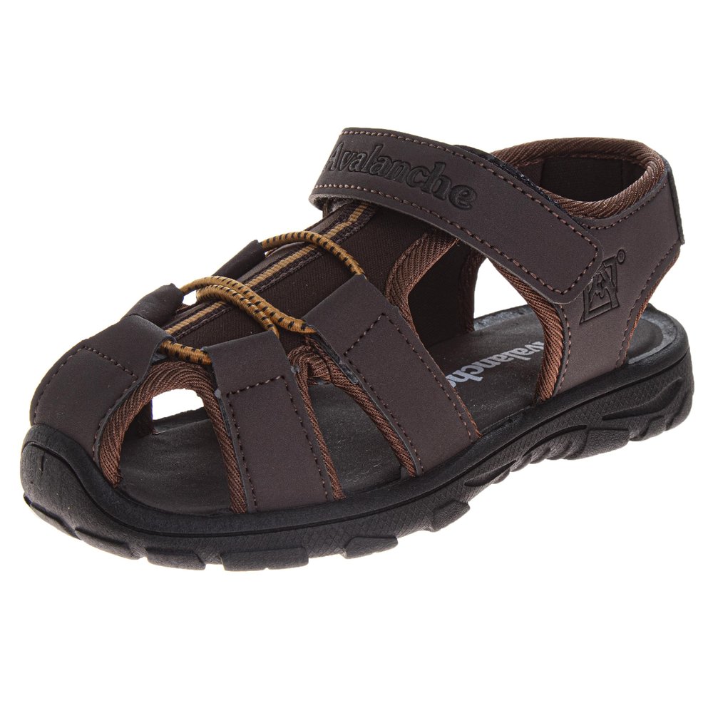 Avalanche Kids Close Toe Sandal with Strap Closure - Durable Walking Sport Sandals for Boys - Brown (Size 11 Little Kid)