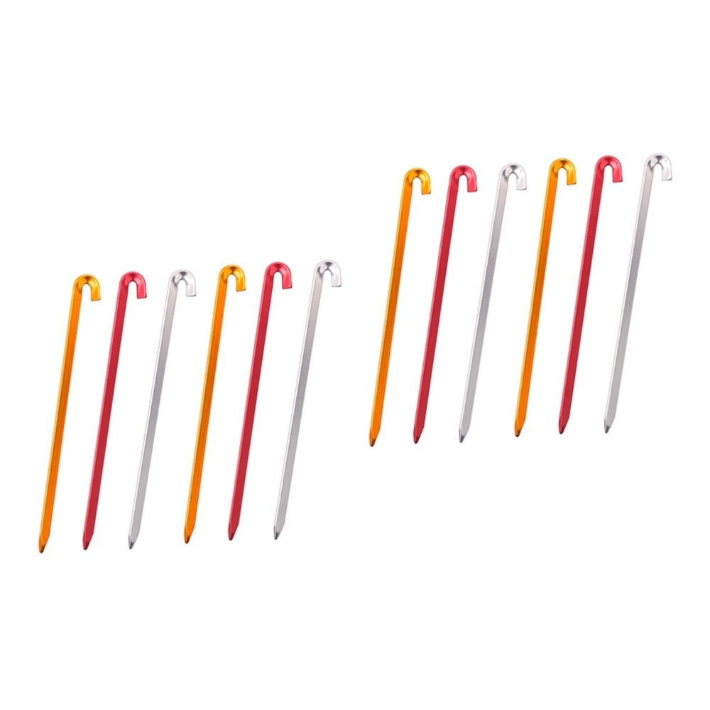Sosoport 12pcs Aluminium Alloy Camping Tent Stakes Ground Pegs for Outdoor Use for Tents Canopies and Tarps High Compressive Strength