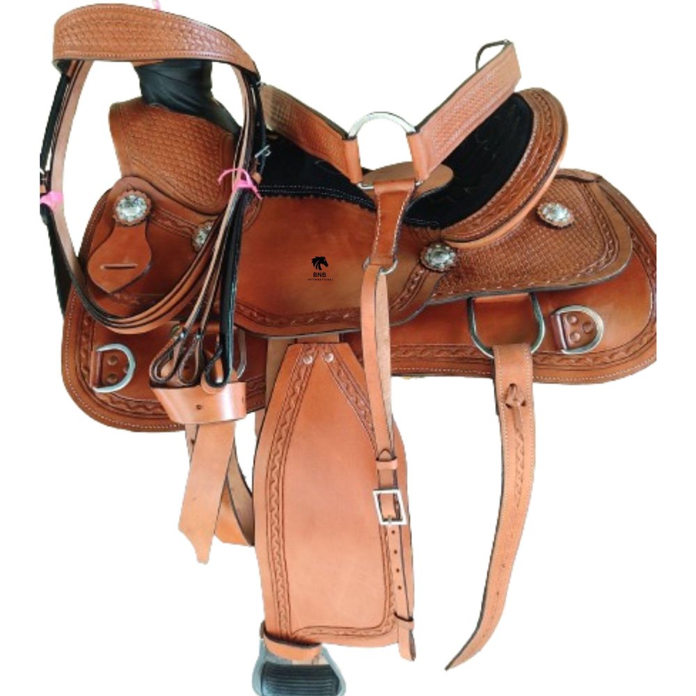BNB International Handmade Wade Tree A Fork Roping Ranch Work Premium Western Saddles for Horses Leather Equestrian Trail Tack Size: 10"-18" inches Seat Available MO01 (13" inches Seat)