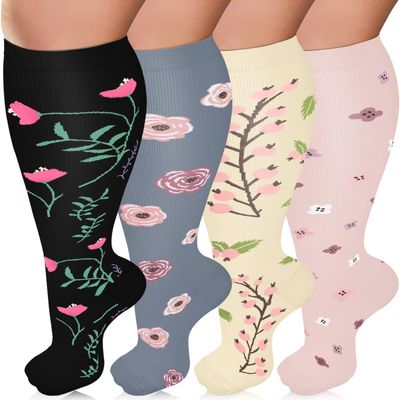 Diu Life Plus Size Compression Socks for Women & Men 15-20 mmhg Extra Wide Calf Knee High Support Socks for Circulation
